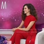 Emmy Rossum's red bow detail top and pants on Today