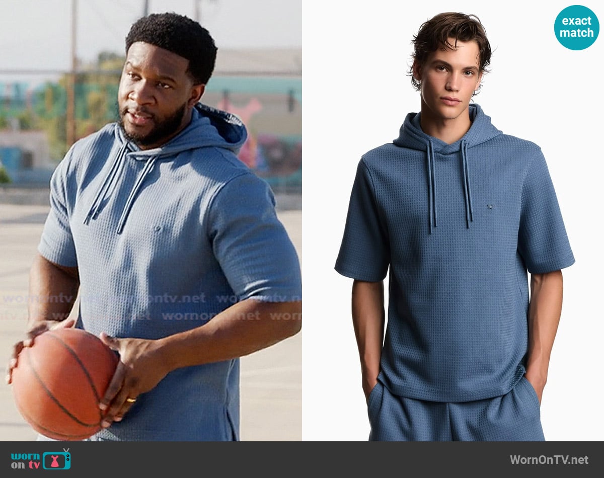 Emporio Armani Oversized Jersey Hooded Sweatshirt worn by Cassius (Osy Ikhile) on All American