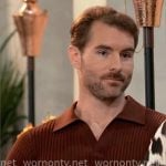 Ethan’s burgundy rib knit polo shirt on General Hospital