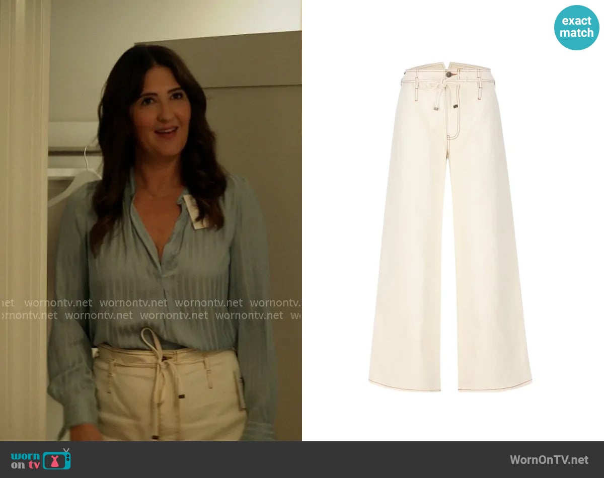 Etro Tied Waist Wide Leg Jeans worn by  Brooke Kirtley (D'Arcy Carden) on The Five Star Weekend