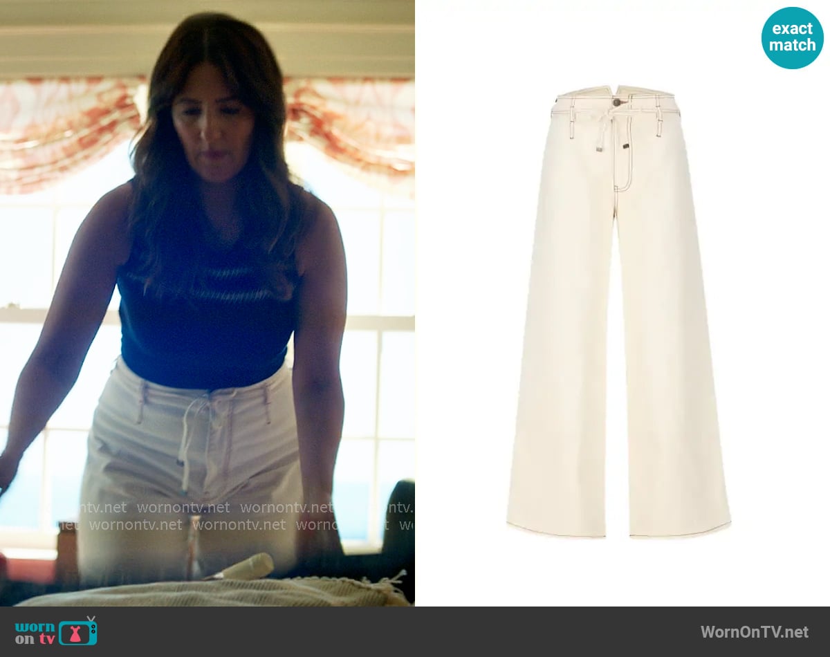 Etro Tied Waist Wide Leg Jeans worn by  Brooke Kirtley (D'Arcy Carden) on The Five Star Weekend