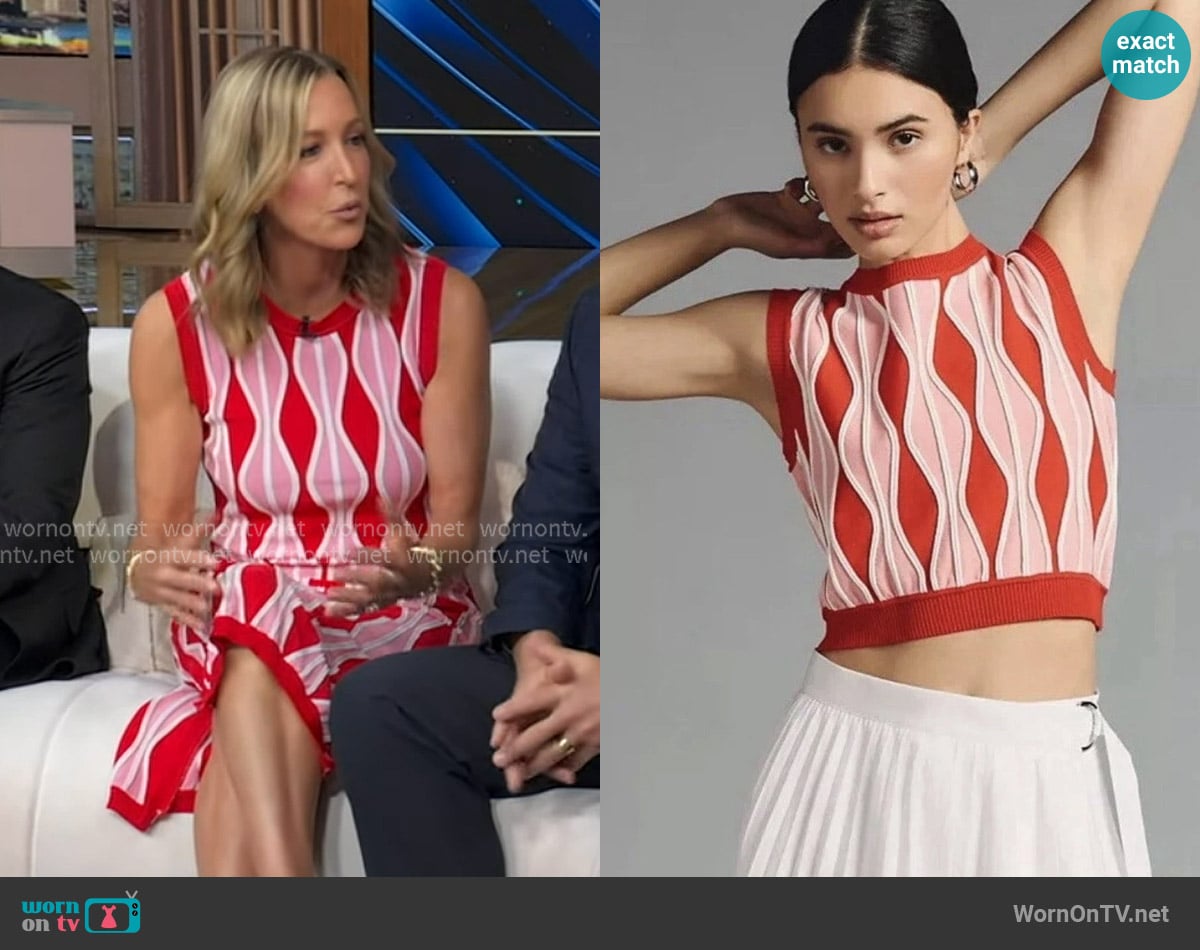 Eva Franco Knit Sleeveless Top in harlequin pink worn by Lara Spencer on Good Morning America