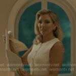 Eva’s white button front dress on Elle