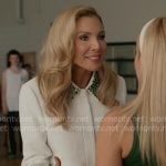 Eva’s white rhinestone embellished jacket on Elle