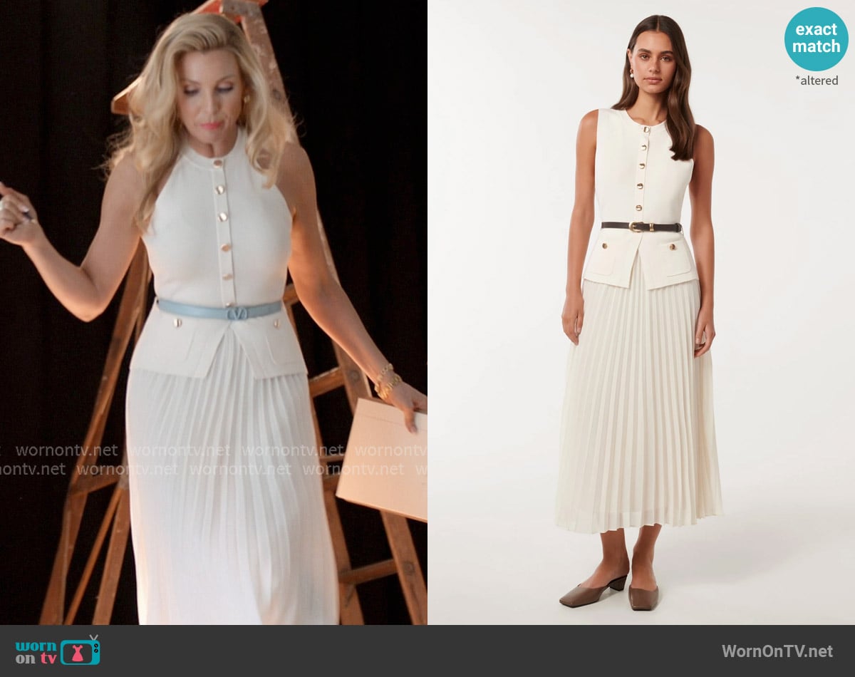 Ever New Daphne Waistcoat Pleated Midi Belt Dress worn by Eva Woods (June Diane Raphael) on Elle