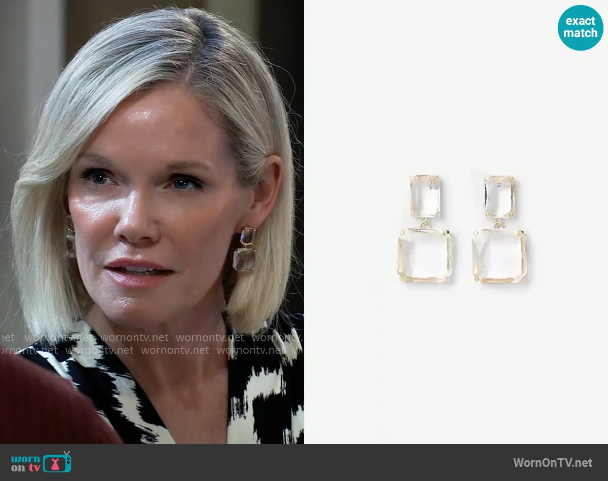 Express Square Stone Drop Earrings worn by Ava Jerome (Maura West) on General Hospital