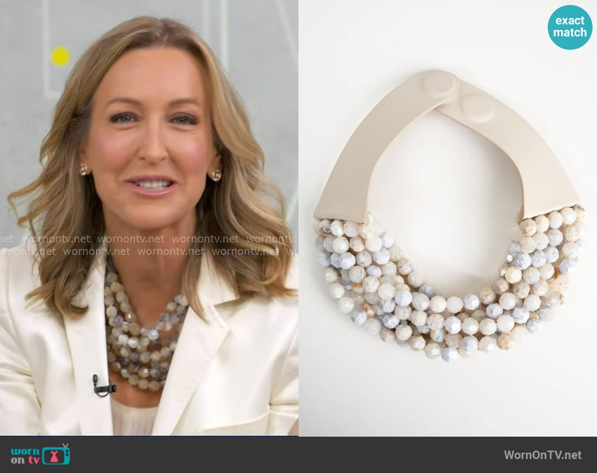 Fairchild Baldwin Bella Marble Stone Necklace worn by Lara Spencer on Good Morning America