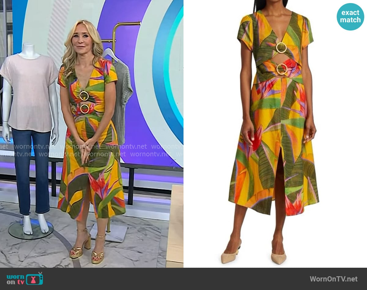 Farm Rio Yellow Garden Midi Dress worn by Chassie Post on Today Farm Rio Yellow Garden Midi Dress worn by Chassie Post on Today