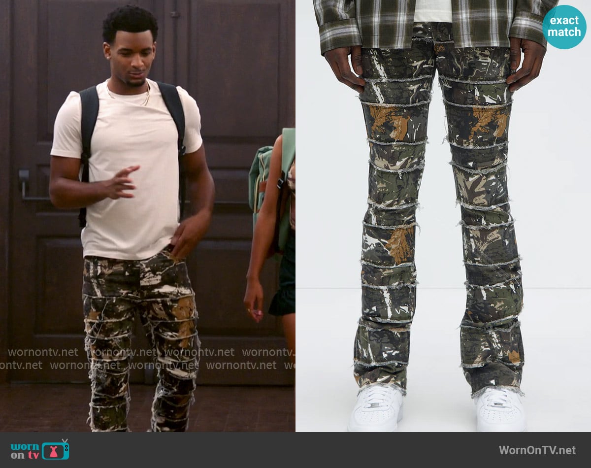 KJ’s camo distressed pants on All American