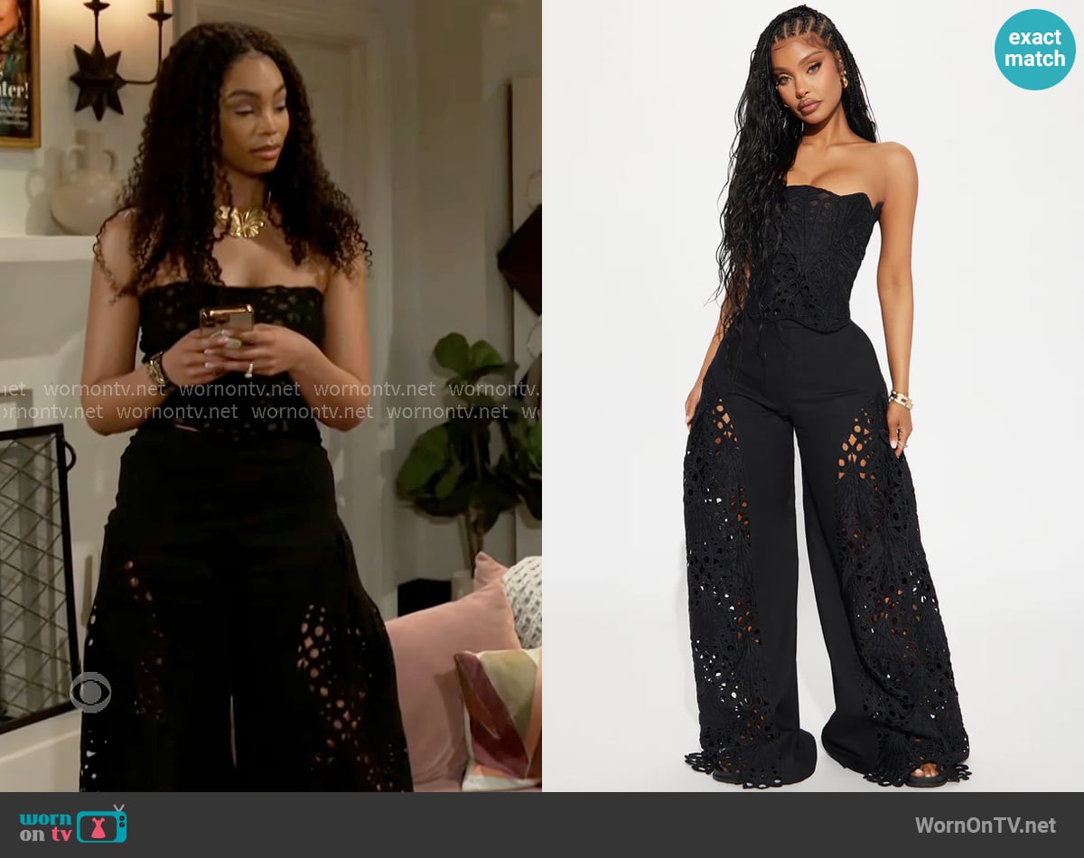 Fashion Nova Carmen Corset Pant Set worn by Chelsea Hamilton (RhonniRose Mantilla) on Beyond the Gates