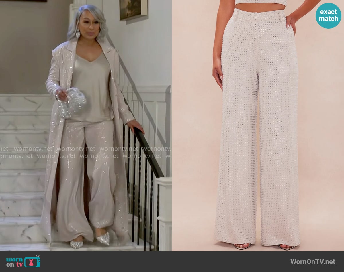 Fashion Nova Deena Embellished Wide Leg Pant worn by Anita Dupree (Tamara Tunie) on Beyond the Gates