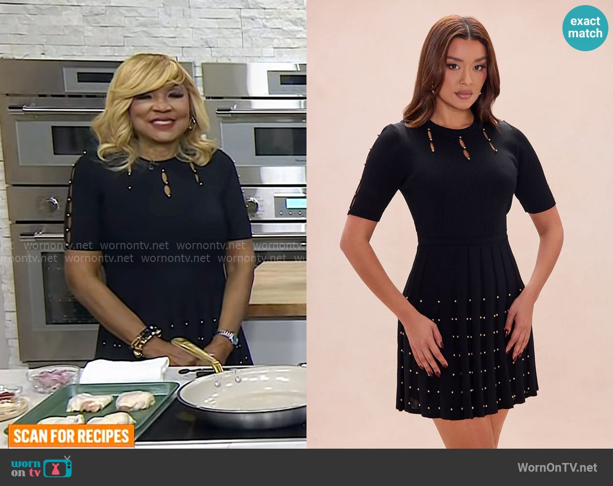 Evelyn Braxton’s black embellished cutout dress on Today Evelyn Braxton’s black embellished cutout dress on Today