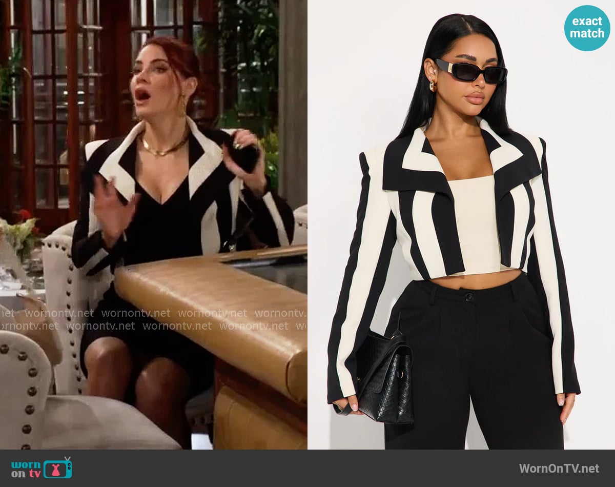 Fashion Nova Playing Mind Games Cropped Blazer worn by Sally Spectra (Courtney Hope) on The Young and the Restless