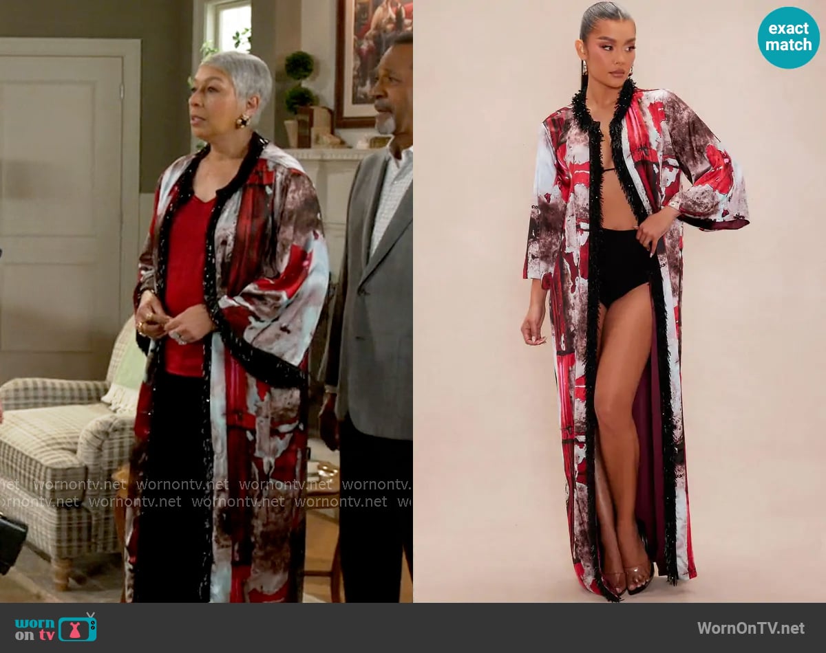 Fashion Nova Savannah Satin Kimono worn by Anita Dupree (Tamara Tunie) on Beyond the Gates Fashion Nova Savannah Satin Kimono worn by Anita Dupree (Tamara Tunie) on Beyond the Gates