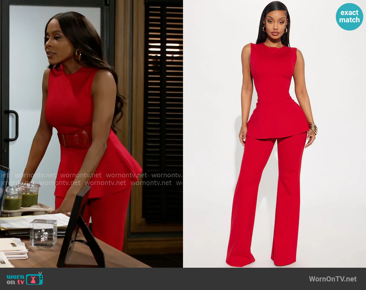 Fashion Nova The Ava Peplum Pant Set worn by Hayley Lawson (Marquita Goings) on Beyond the Gates