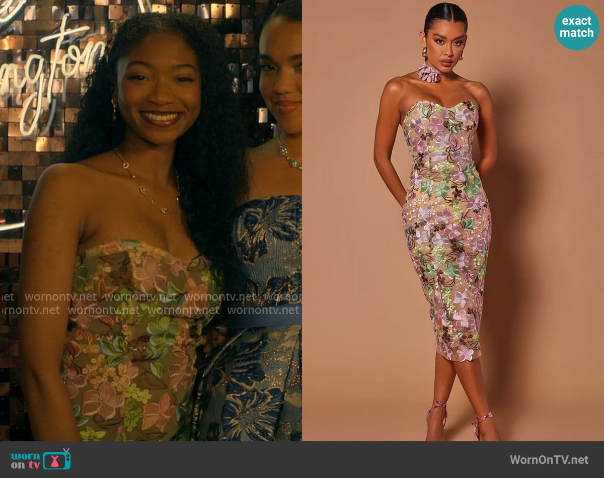 Fashion Nova Tiana Floral Midi Dress worn by Kenya (Kennedy Amaya) on The Chi