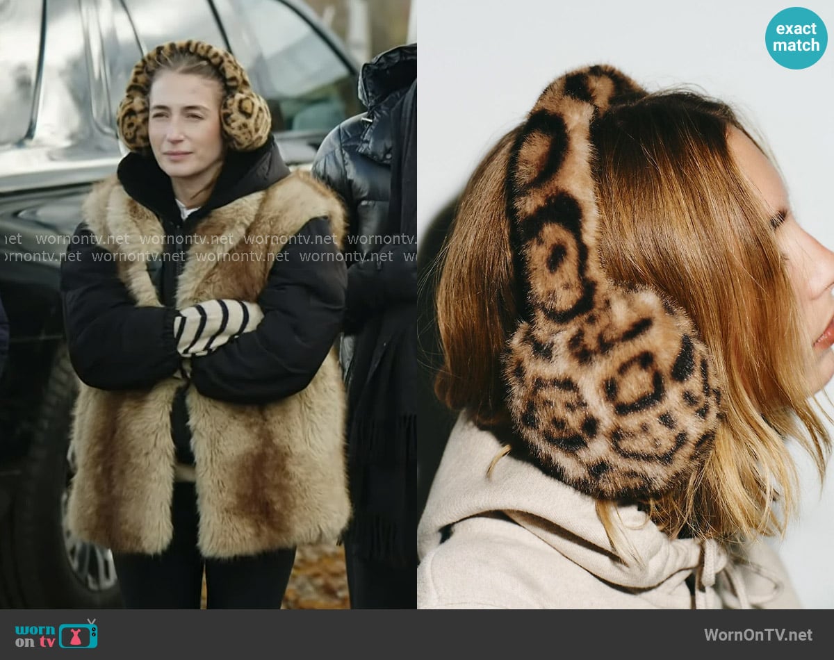 Faux Fur Animal Print Earmuffs worn by Amanda Batula on In The City