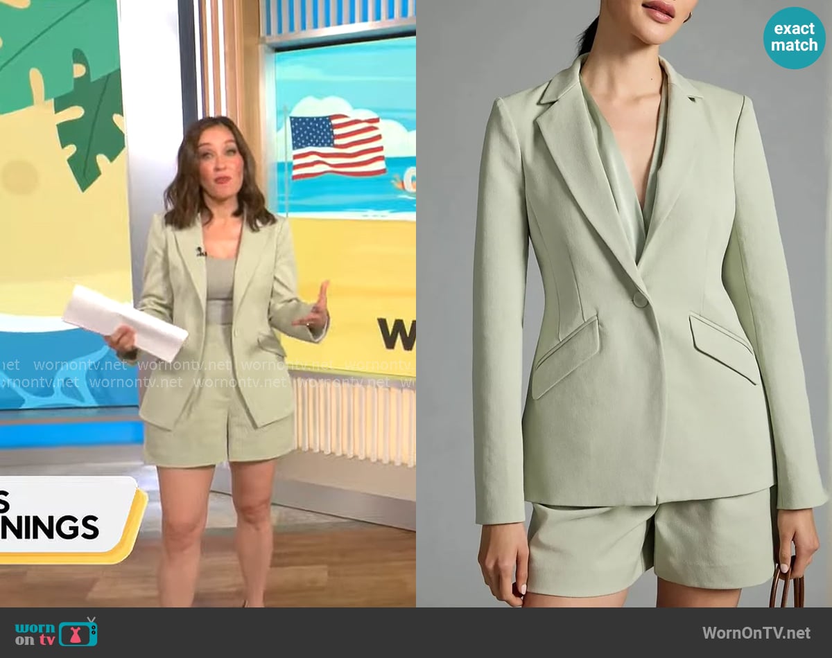 Favorite Daughter The Favorite Blazer in Moss worn by Eva Pilgrim on CBS Mornings
