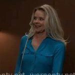 Felicia’s blue button down blouse on General Hospital