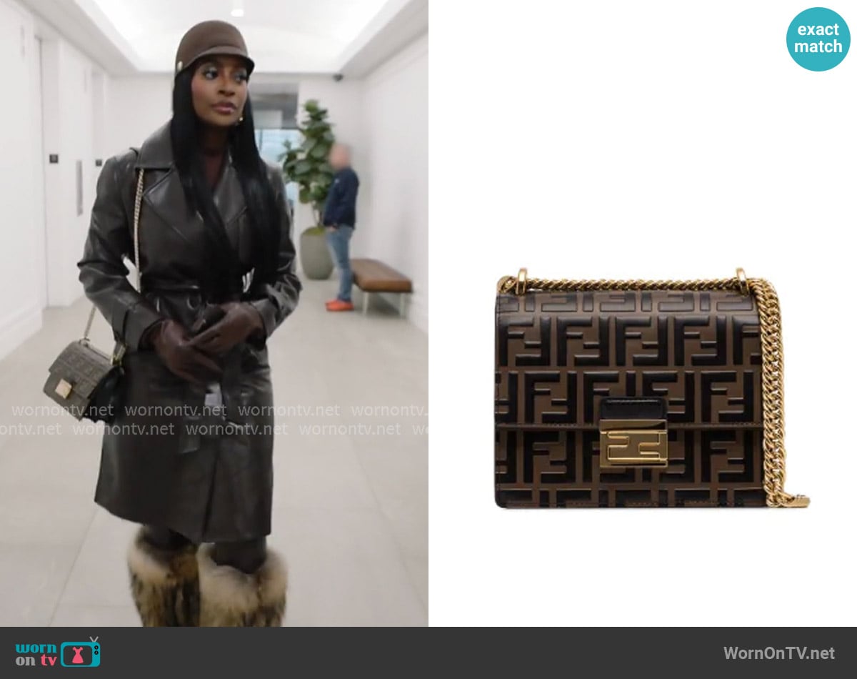 Fendi small Kan U FF pattern shoulder bag worn by Shamea Morton Mwangi on The Real Housewives of Atlanta