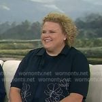 Fortune Feimster's navy floral embroidered shirt on Today