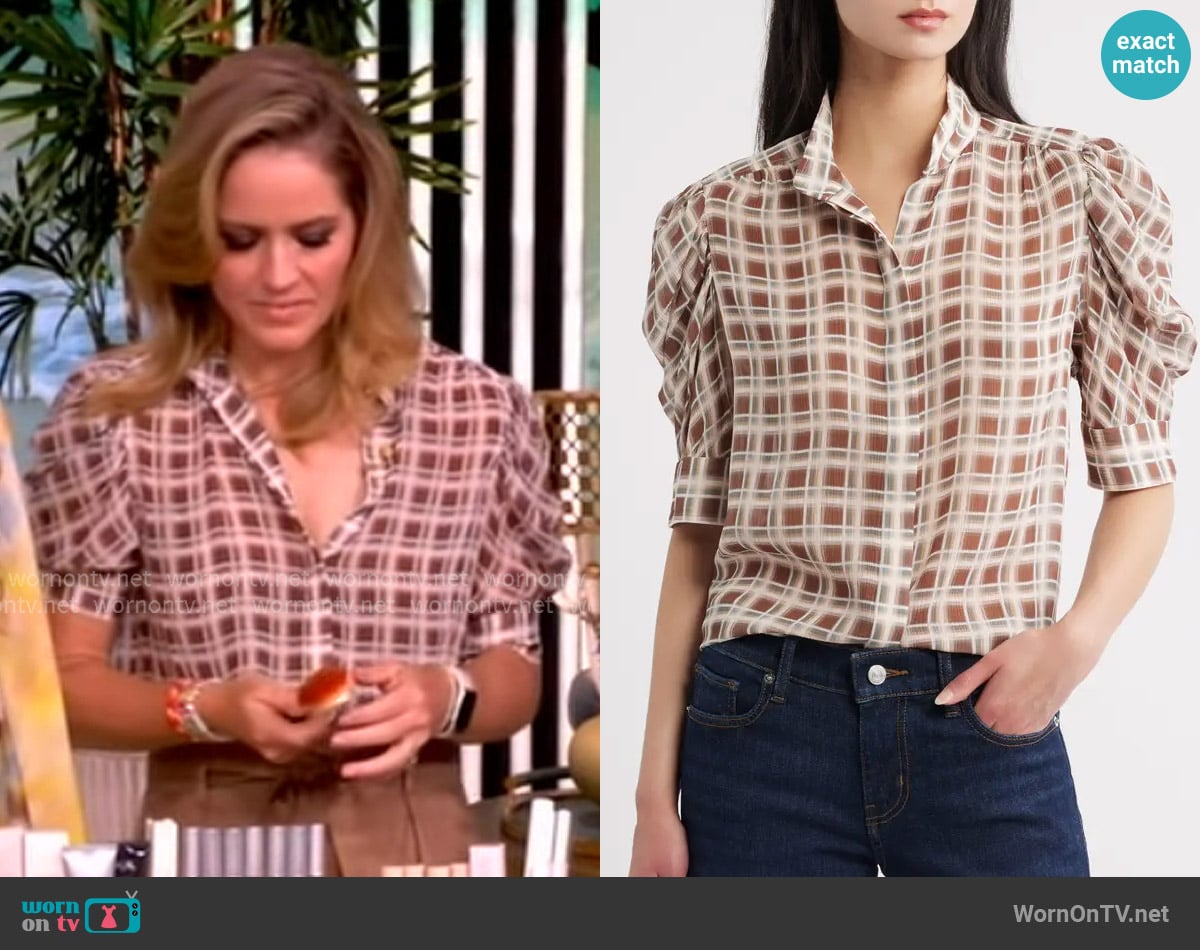 Sara’s brown check print top on The View Sara’s brown check print top on The View