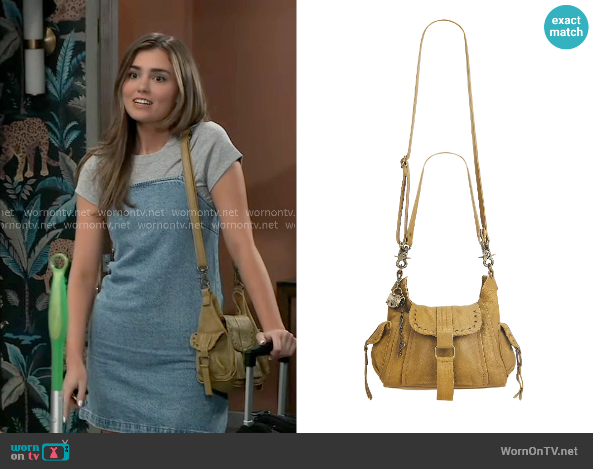Free People Baby Leigh Bag In Bronze worn by Emma Scorpio-Drake (Braedyn Bruner) on General Hospital