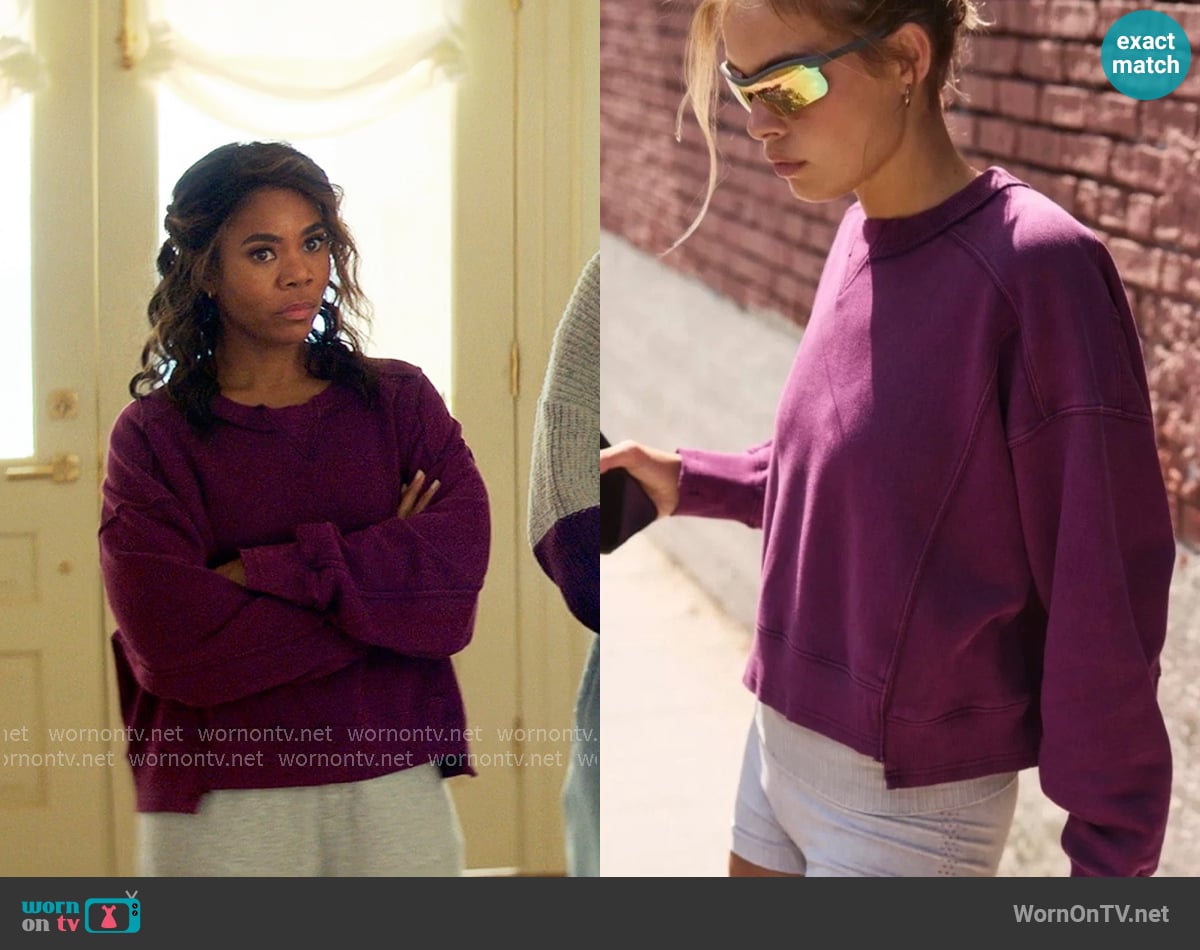 Free People Intercept Pullover in Black Cherry worn by  Dru-Ann Jones (Regina Hall) on The Five Star Weekend