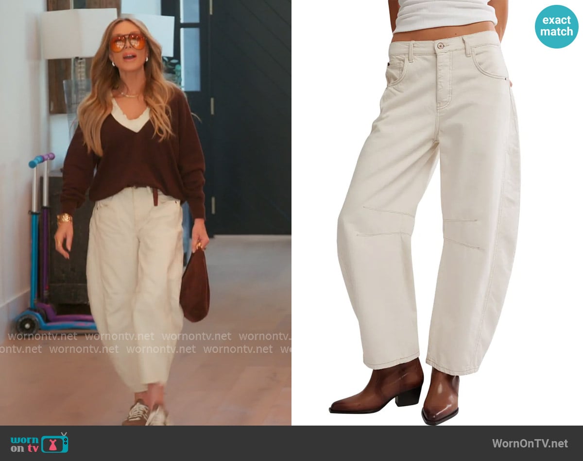 Free People We The Free Good Luck Mid Rise Barrel Leg Jeans worn by Tamra Judge on The Real Housewives of Orange County