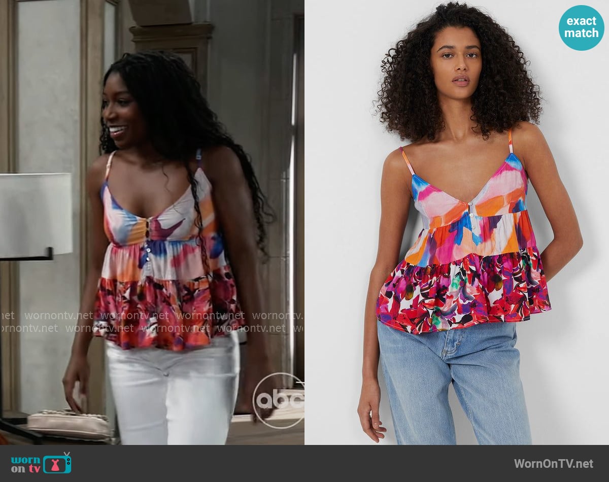 French Connection Isadora Delphine Printed Cami Top worn by Trina Robinson (Tabyana Ali) on General Hospital