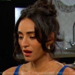 Gabi's blue cowl neck jumpsuit on Days of our Lives