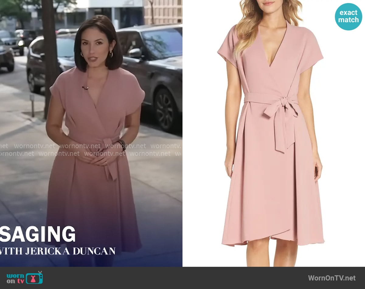 Gal Meets Glam Collection Audrey Wrap Dress worn by Ali Bauman on CBS Evening News