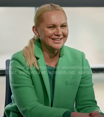 Galyna’s green wool blazer on The McBee Dynasty Real American Cowboys