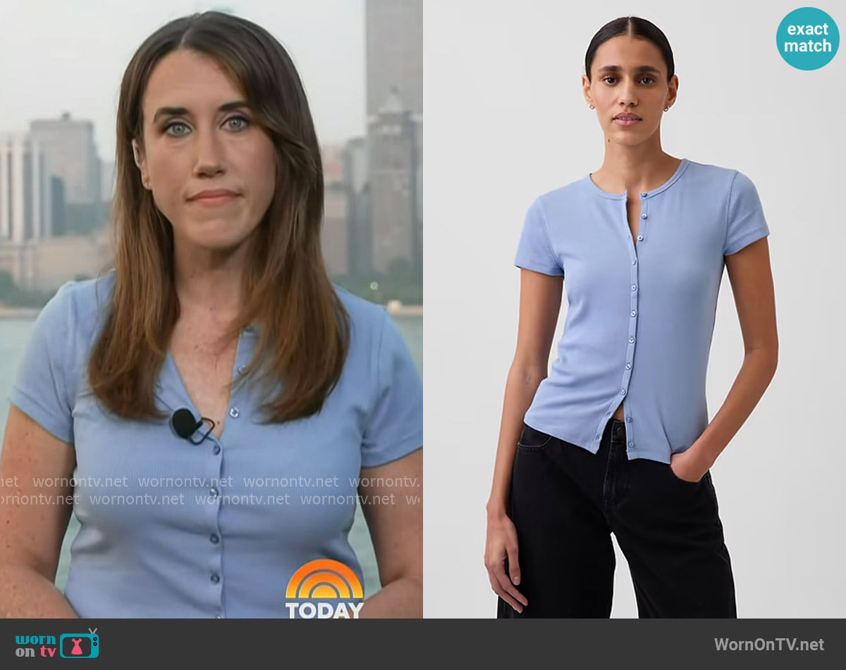 Maggie’s blue button front top on Today Maggie’s blue button front top on Today