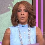 Gayle King's sky blue rib knit dress on CBS Mornings