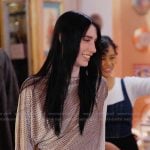 Georgia’s polka dot satin blouse on Next Gen NYC