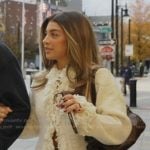 Gia’s white fringe cardigan on Next Gen NYC