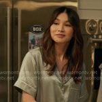 Gigi's sage green short pajamas on The Five Star Weekend