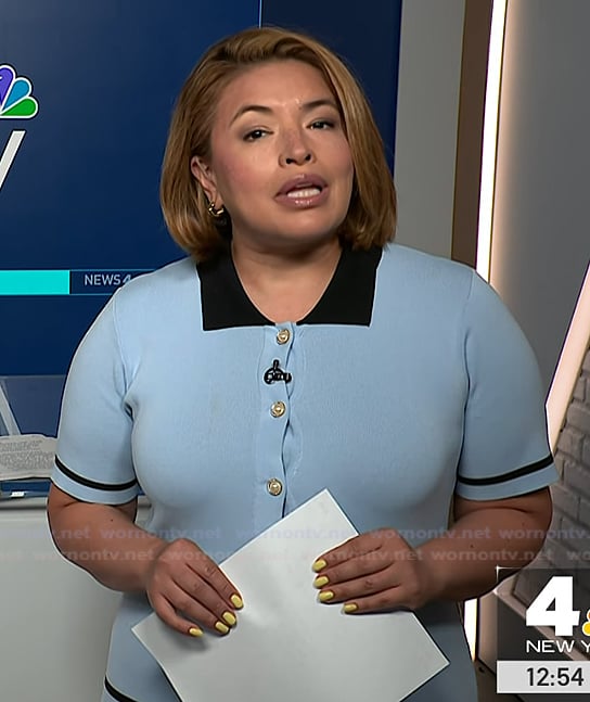Gilma’s blue contrast button front dress by NBC News Daily
