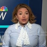 Gilma’s blue shrit with eyelet tie collar on NBC News Daily