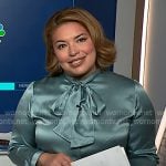 Gilma's blue tie neck satin blouse on NBC News Daily