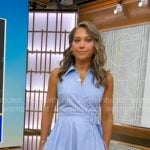 Ginger's blue belted wrap dress on Good Morning America