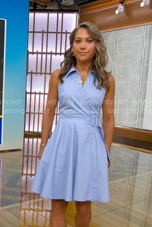 Ginger’s blue belted wrap dress on Good Morning America