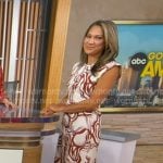 Ginger’s white and red abstract print slit dress on Good Morning America