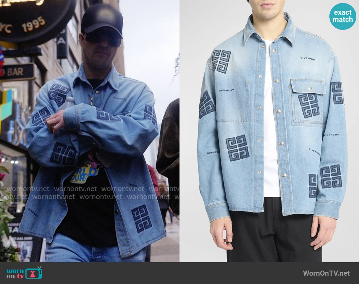 Givenchy 4G Embroidered Denim Sport Shirt worn by Brooks Marks on Next Gen NYC