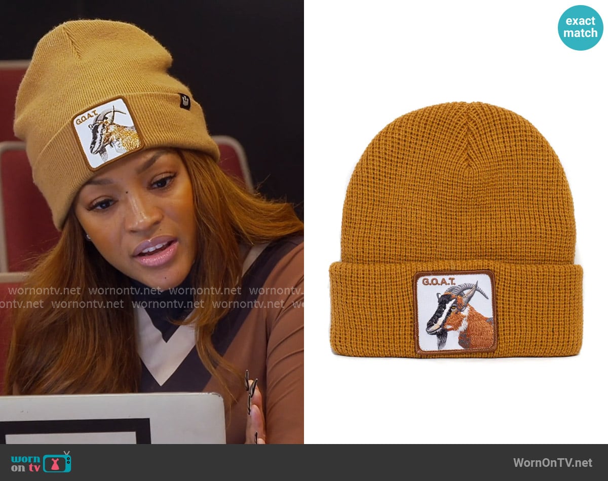 Goorin Bros The Greatest Goat Patch Beanie worn by Drew Sidora on The Real Housewives of Atlanta