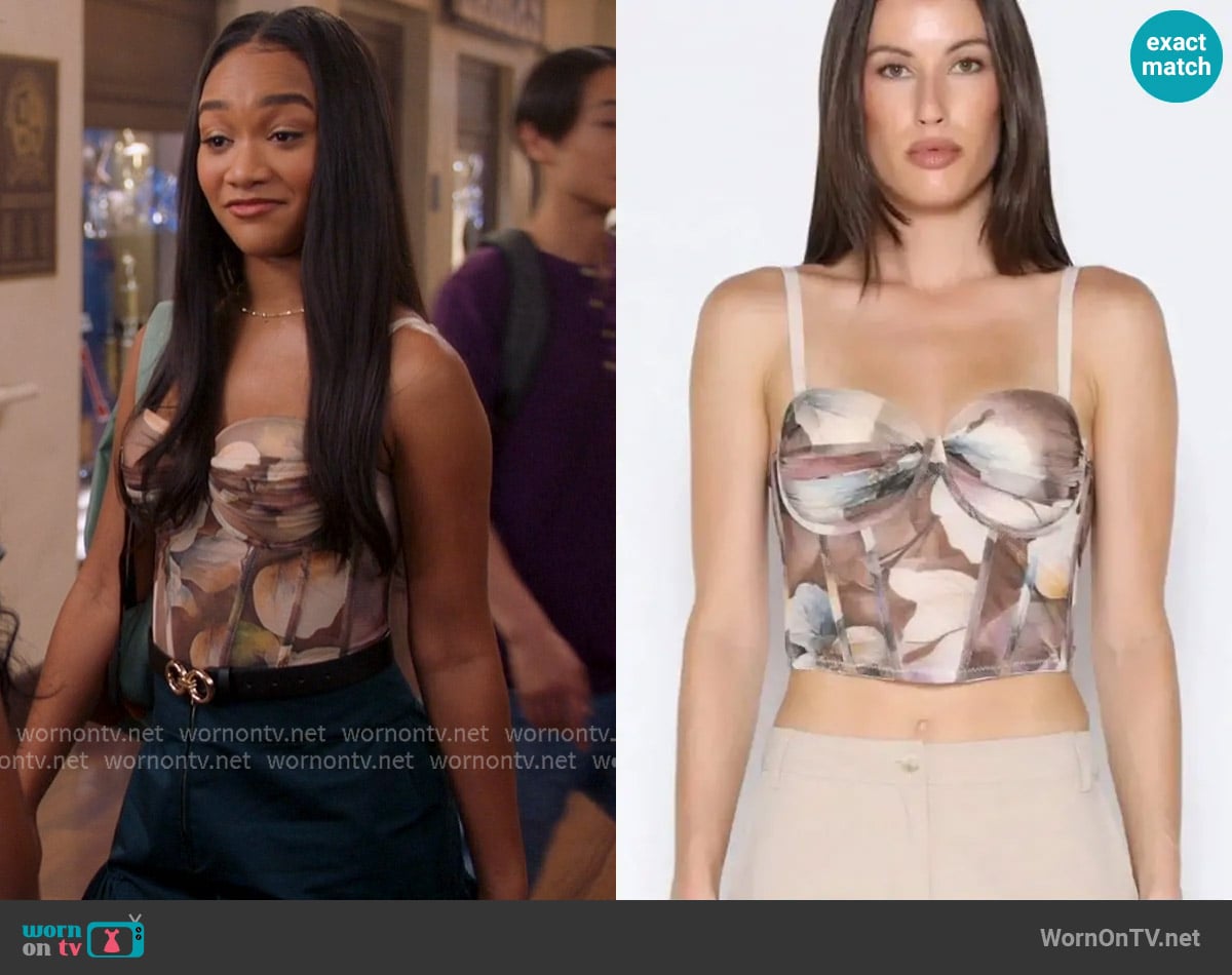Gracia Floral Print Corset Top worn by Tori (Lauryn Hardy) on All American