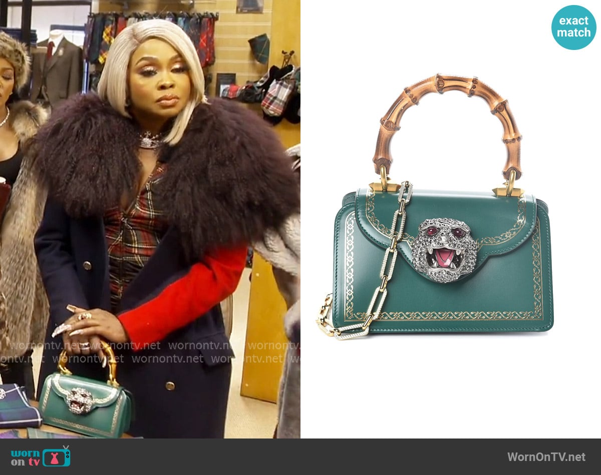 Gucci Cornice Crystal Mini Thiara Top Handle Bag worn by Phaedra Parks on The Real Housewives of Atlanta