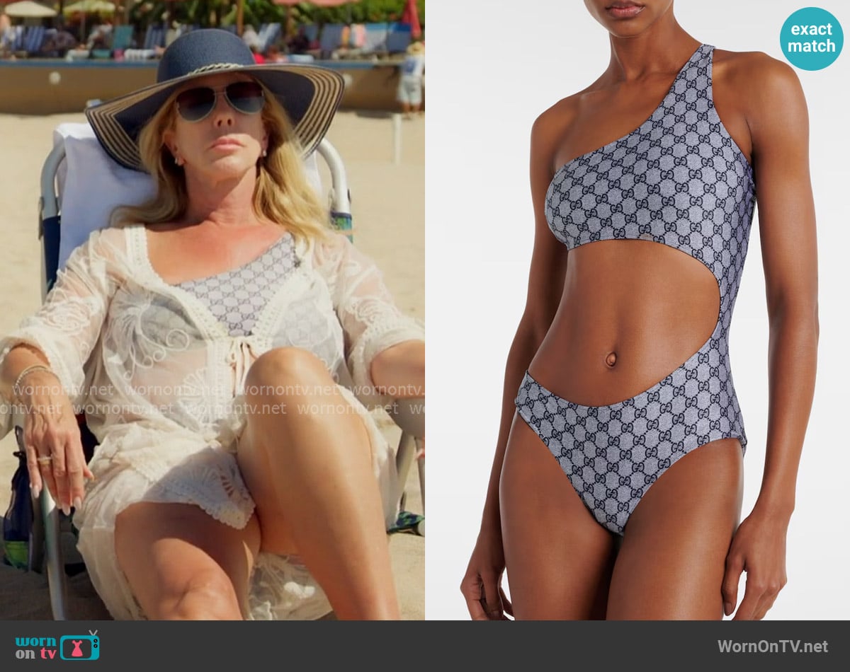Gucci GG stretch jersey swimsuit worn by Vicki Gunvalson on The Real Housewives of Orange County