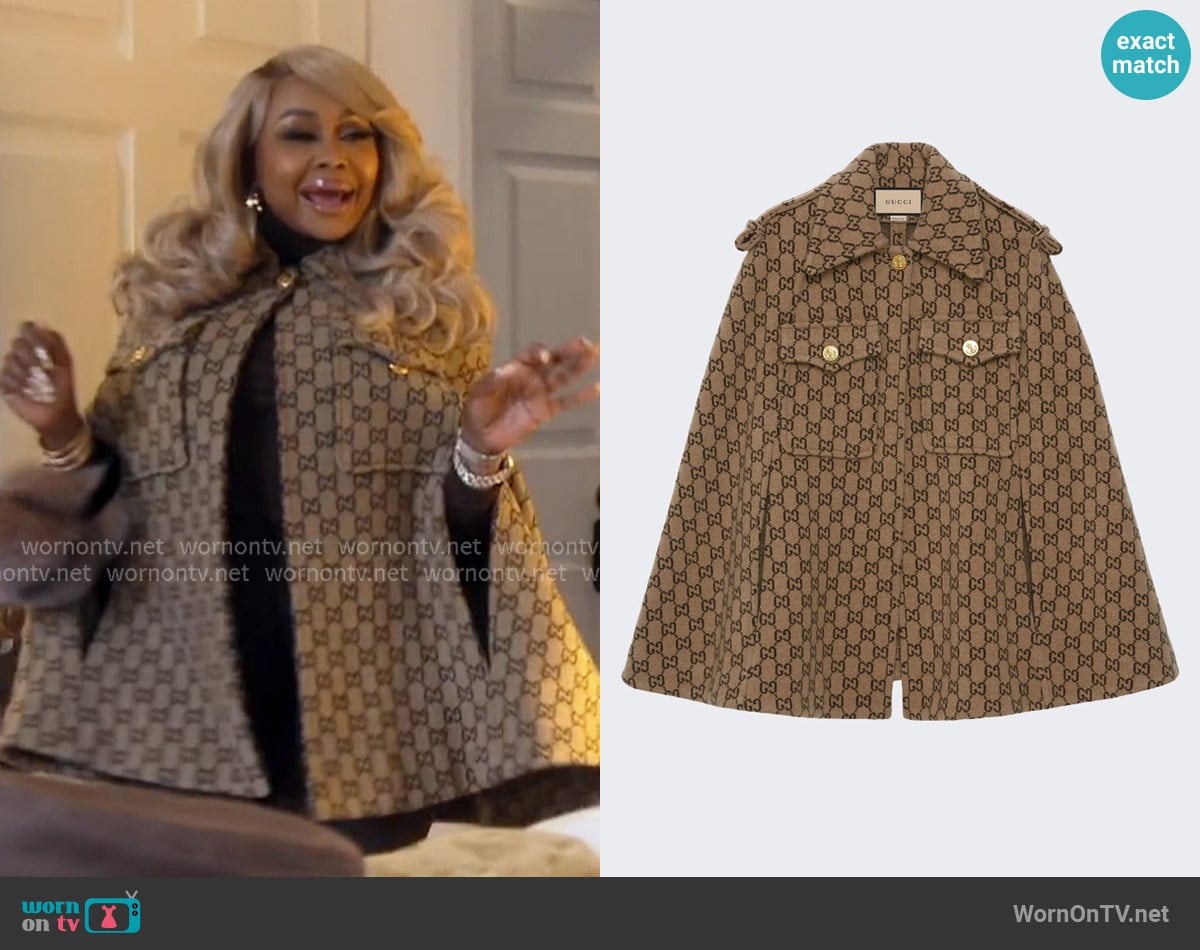 Gucci GG Wool Cape worn by Phaedra Parks on The Real Housewives of Atlanta